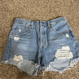 Levi's Light Blue Distressed Jean Shorts